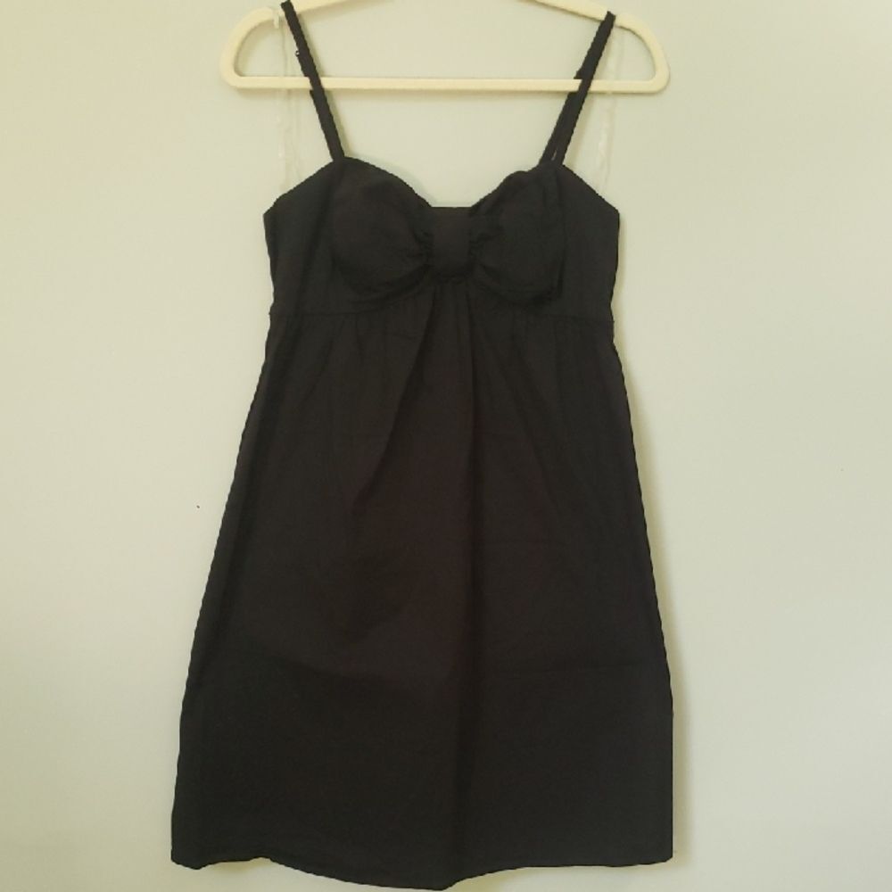 Xhilaration Black Dress L Baby Doll Smocked Sweetheart Neckline Whimsigoth
